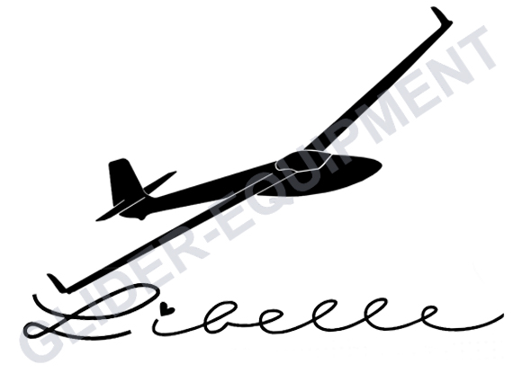 Sticker zweefvliegtuig -  Libelle + tekst 16cm [SZ0059]